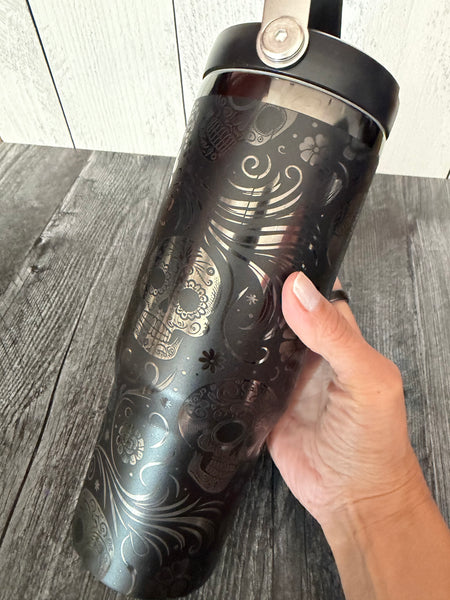 Small flaw blacked out sugar skulls 30oz off brand iceflow