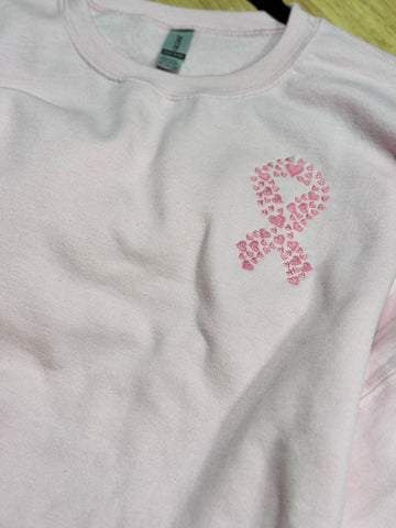 RTS 2XL light pink crew cancer ribbon