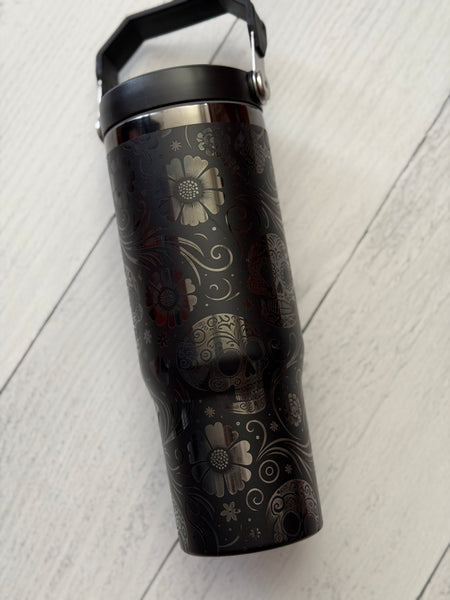 Small flaw blacked out sugar skulls 30oz off brand iceflow