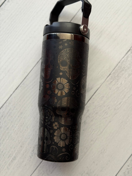 Small flaw blacked out sugar skulls 30oz off brand iceflow