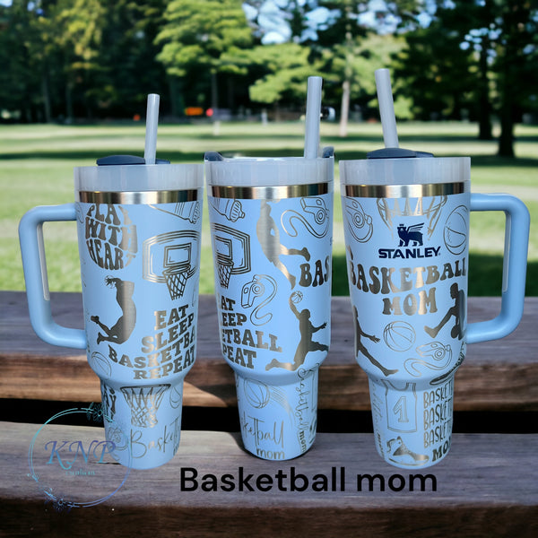Customizable Stanley Cup Topper 20/30 oz Basketball Mom & Dad (Set