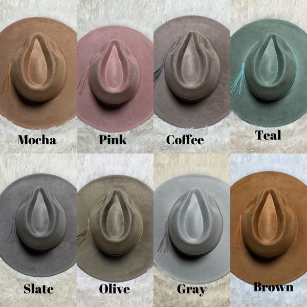 Custom engraved wide brim fedora hats