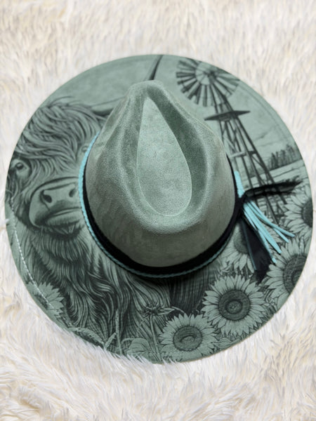 Custom engraved wide brim fedora hats