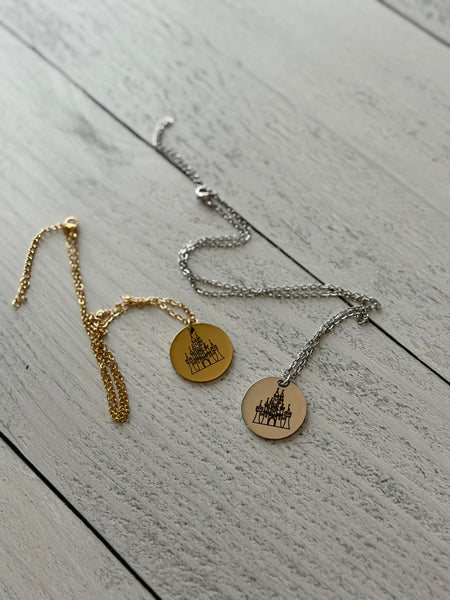 Magic castle engraved necklace