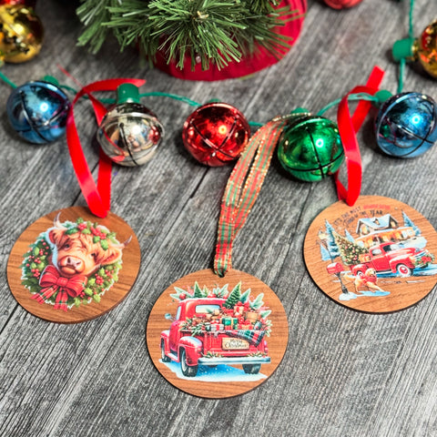 Wood Farmhouse Christmas Ornaments