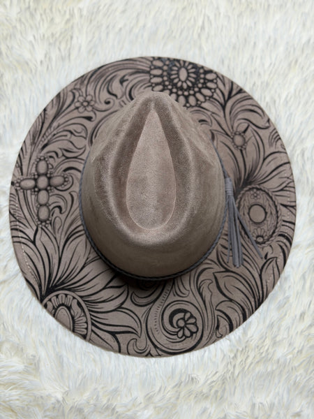 Custom engraved wide brim fedora hats