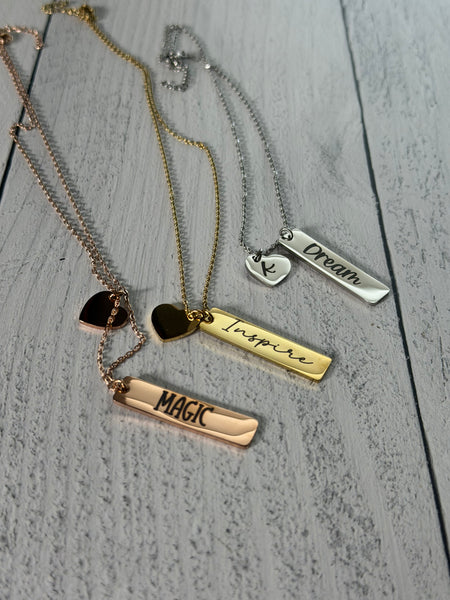 Custom bar w/heart necklace