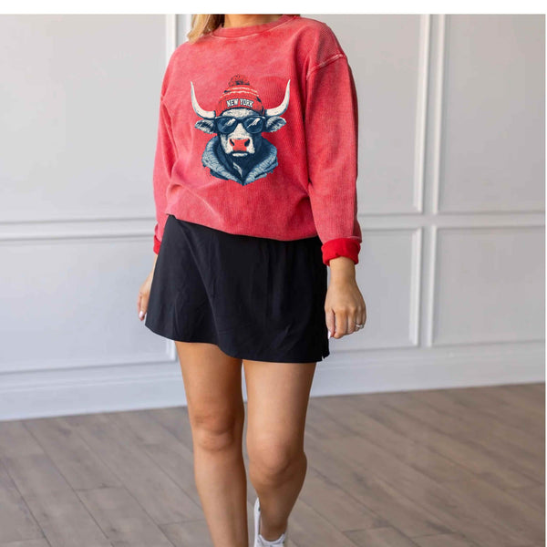 Red corded crew