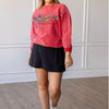 Red corded crew