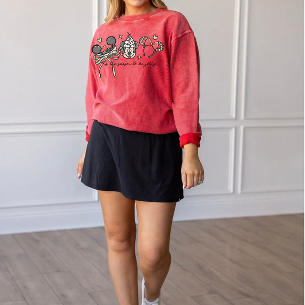 Red corded crew