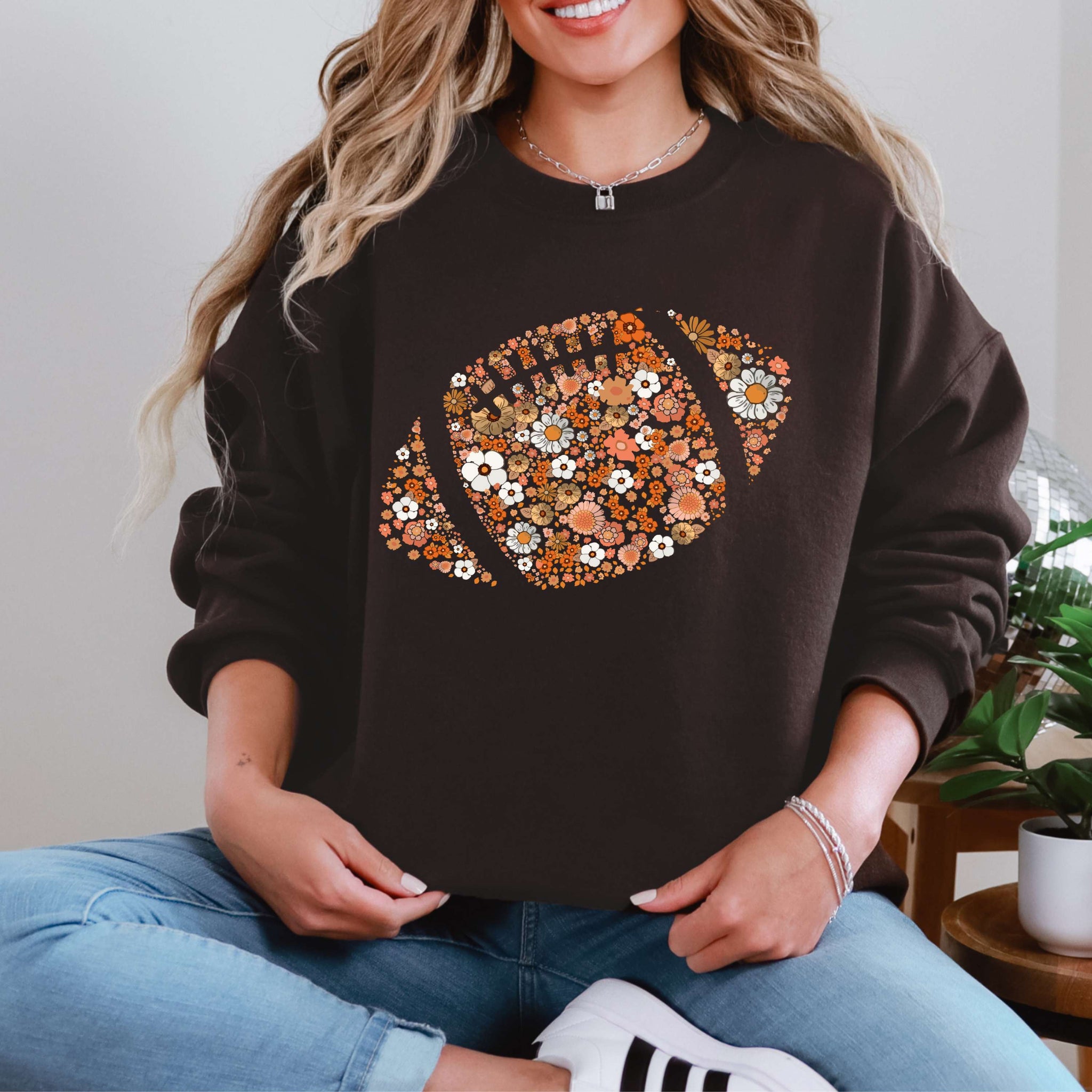 Floral football Sweatshirt  - Gildan