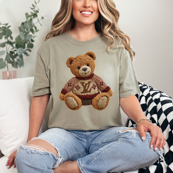 Faux crochet lux bear  - comfort colors