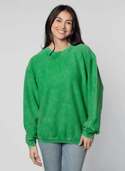 Green corded crew
