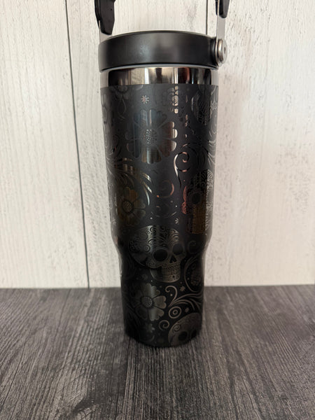 Small flaw blacked out sugar skulls 30oz off brand iceflow