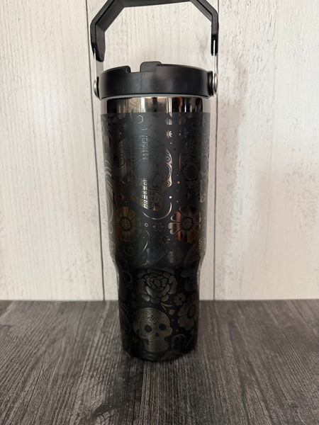Small flaw blacked out sugar skulls 30oz off brand iceflow
