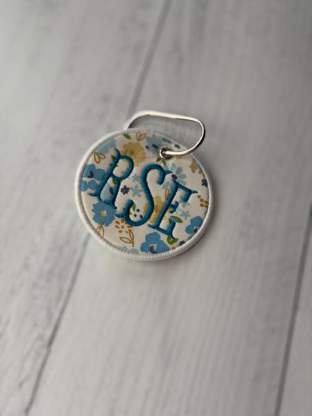Custom embroidered round bag tag