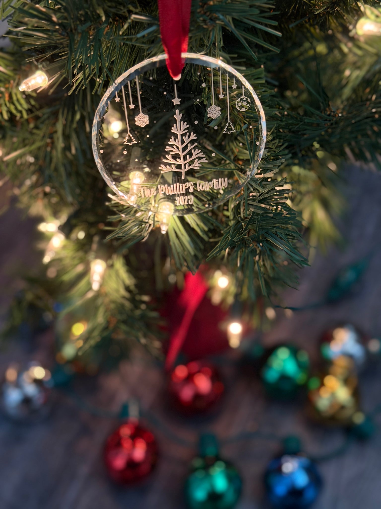 Personalized crystal sandblasted ornament