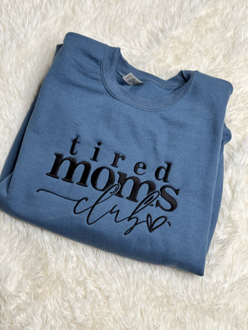 RTS tired moms club slate crewneck large