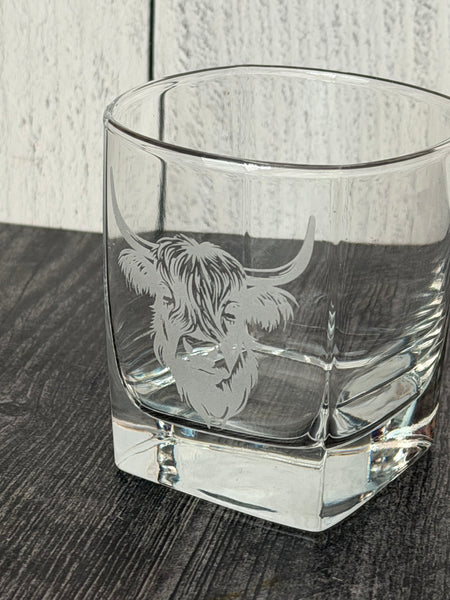 RTS 10.5 ounce square on the rocks highland cow