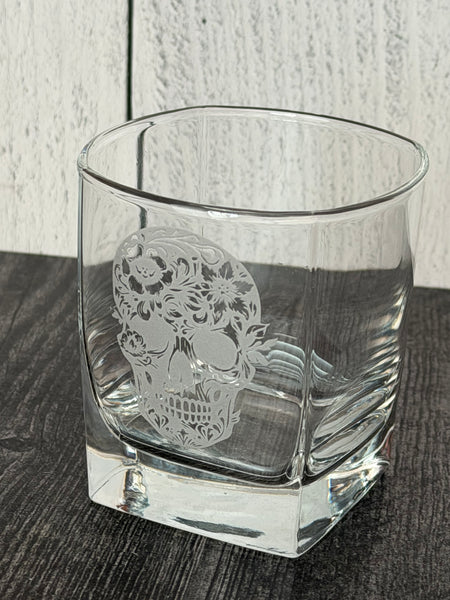RTS 10.5 ounce square on the rocks sugar skull