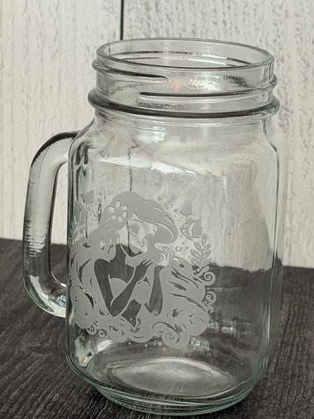 RTS mermaid 16 ounce mason jar