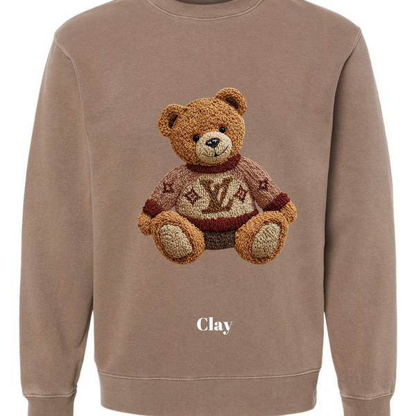 Faux Crochet Lux Bear - Independent Trading Co Crewneck