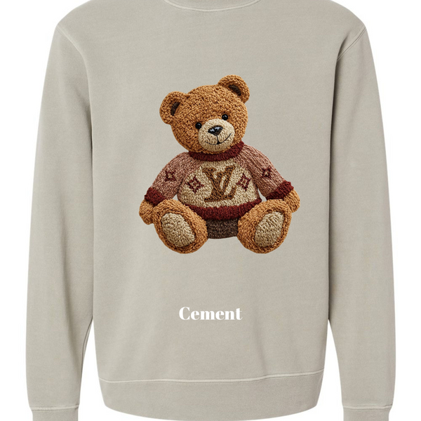Faux Crochet Lux Bear - Independent Trading Co Crewneck