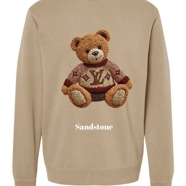 Faux Crochet Lux Bear - Independent Trading Co Crewneck