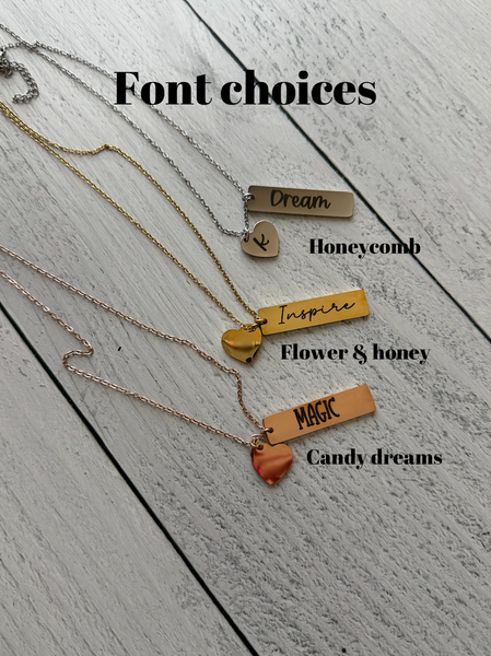 Custom bar w/heart necklace