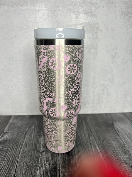 Sugar skull 40 ounce tumbler