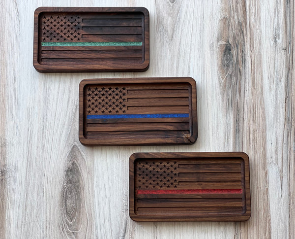 Thin line America flag catch all trays