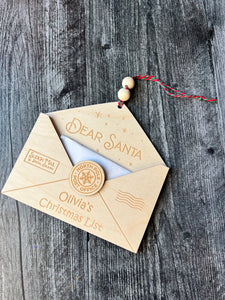 “Dear Santa” letter Ornaments